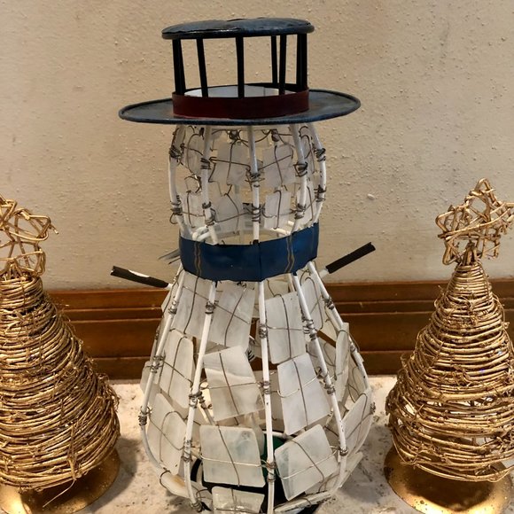 Holiday Decor Bundle Snowman Wire Tiled Gold Metallic Metal Trees Candle Holder - Picture 8 of 13